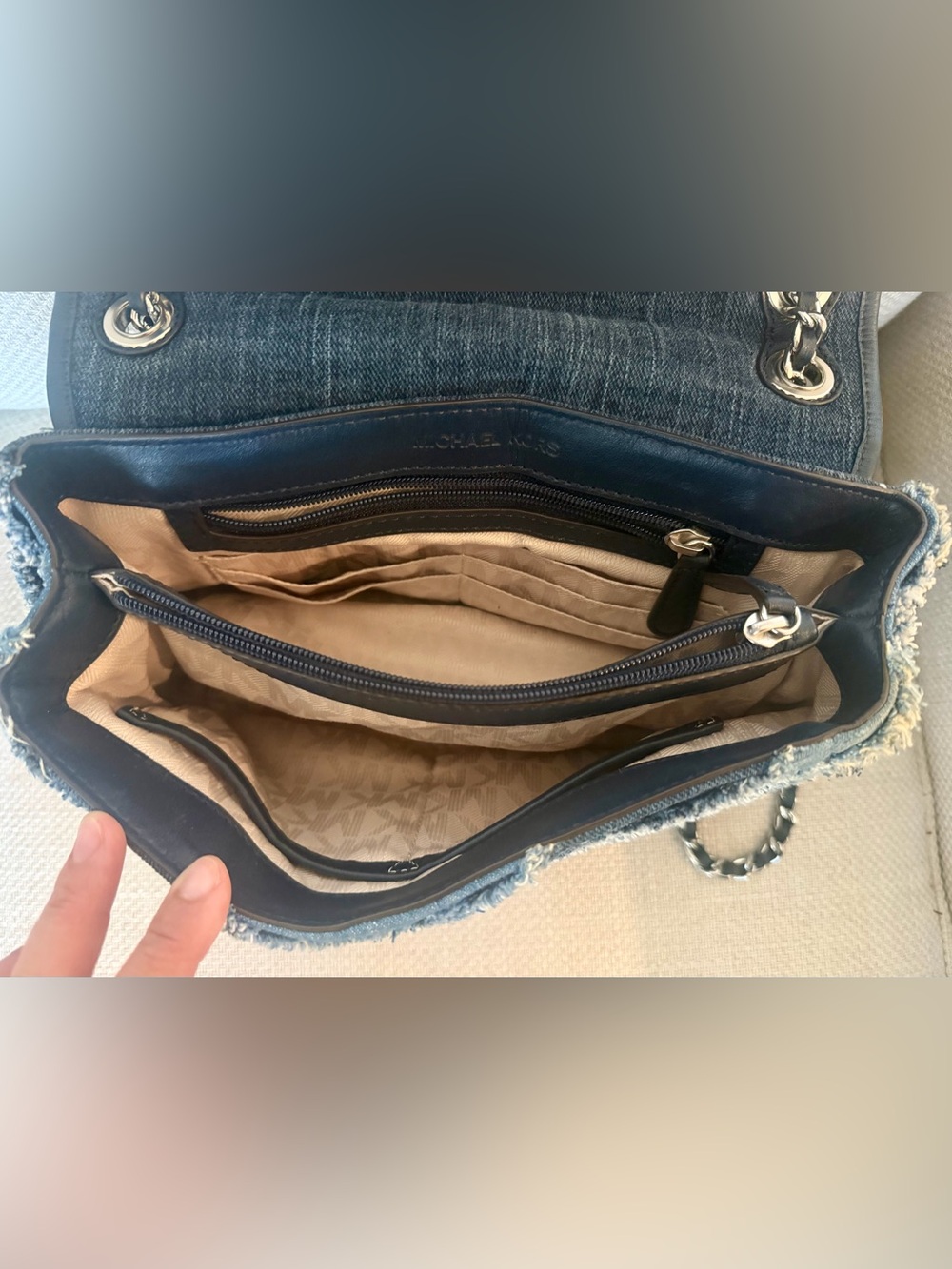 Michael Kors Denim and Navy Leather Shoulder/Crossbody Bag